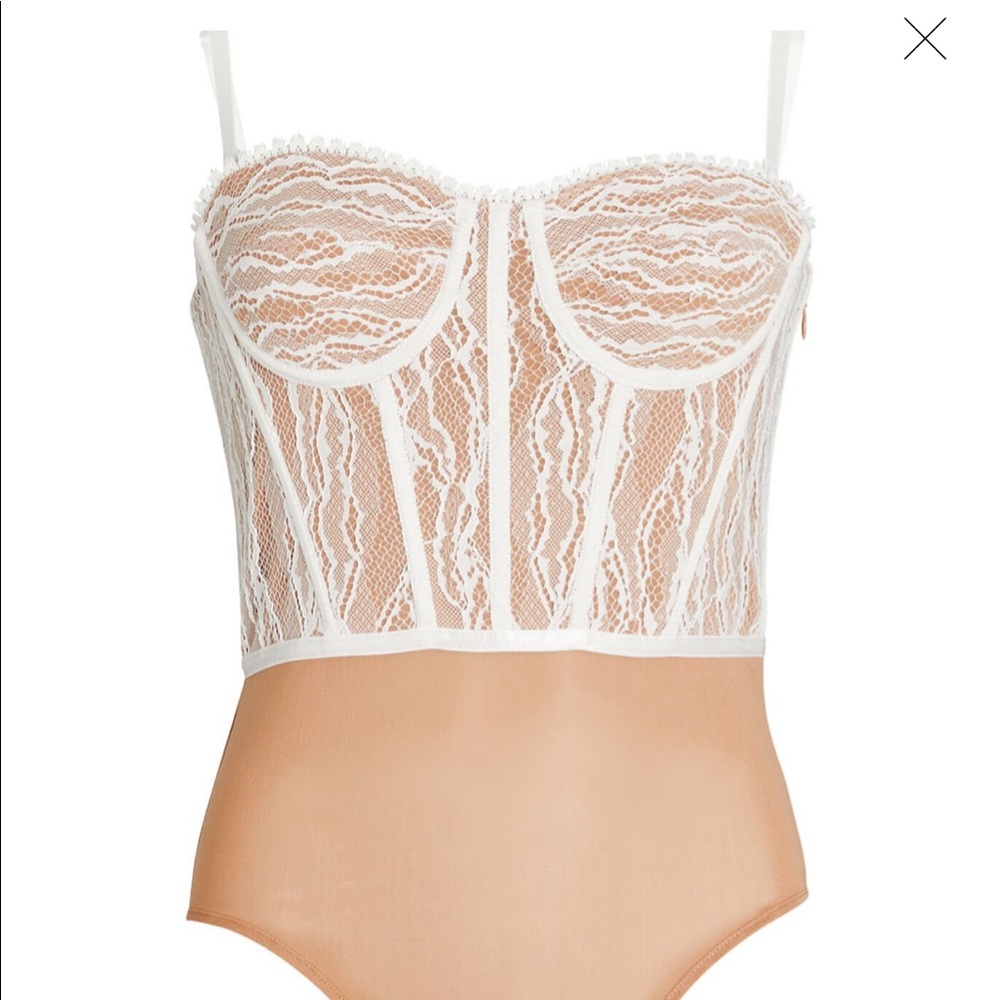 Jonathan Simkhai White Lace Bustier Bodysuit